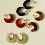 Crescent Moon Semi - Circle Natural Stone Earrings - floysun