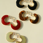 Crescent Moon Semi - Circle Natural Stone Earrings - floysun