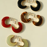 Crescent Moon Semi - Circle Natural Stone Earrings - floysun