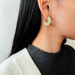 Crescent Moon Semi - Circle Natural Stone Earrings - floysun