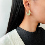 Crescent Moon Semi - Circle Natural Stone Earrings - floysun