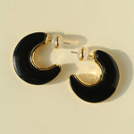 Crescent Moon Semi - Circle Natural Stone Earrings - floysun