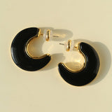 Crescent Moon Semi - Circle Natural Stone Earrings - floysun