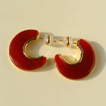 Crescent Moon Semi - Circle Natural Stone Earrings - floysun