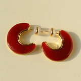 Crescent Moon Semi - Circle Natural Stone Earrings - floysun