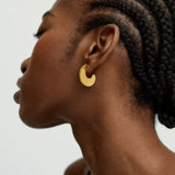 Crescent Moon Semi - Circle Natural Stone Earrings - floysun