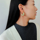 Crescent Moon Semi - Circle Natural Stone Earrings - floysun
