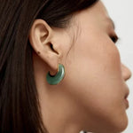 Crescent Moon Semi - Circle Natural Stone Earrings - floysun