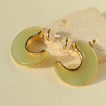 Crescent Moon Semi - Circle Natural Stone Earrings - floysun