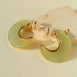Crescent Moon Semi - Circle Natural Stone Earrings - floysun