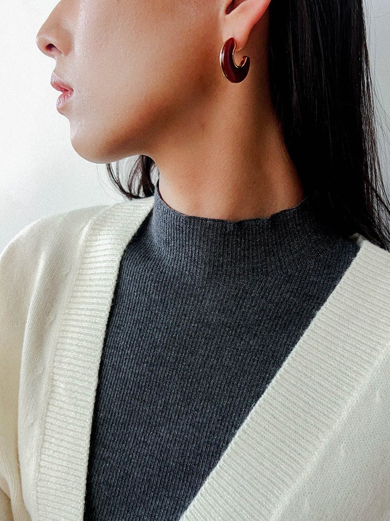 Crescent Moon Semi - Circle Natural Stone Earrings - floysun