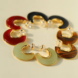 Crescent Moon Semi - Circle Natural Stone Earrings - floysun