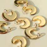 Crescent Moon Semi - Circle Natural Stone Earrings - floysun