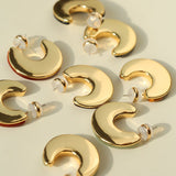 Crescent Moon Semi - Circle Natural Stone Earrings - floysun