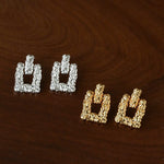 Crinkled Lava Geometric Square Stud Earrings | Textured Statement Jewelry - floysun