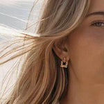 Crinkled Lava Geometric Square Stud Earrings | Textured Statement Jewelry - floysun