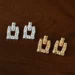 Crinkled Lava Geometric Square Stud Earrings | Textured Statement Jewelry - floysun