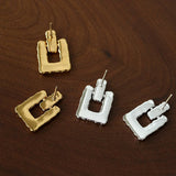 Crinkled Lava Geometric Square Stud Earrings | Textured Statement Jewelry - floysun