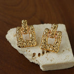 Crinkled Lava Geometric Square Stud Earrings | Textured Statement Jewelry - floysun