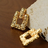 Crinkled Lava Geometric Square Stud Earrings | Textured Statement Jewelry - floysun