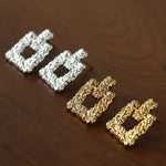 Crinkled Lava Geometric Square Stud Earrings | Textured Statement Jewelry - floysun