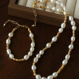 Crinkled Metal Link Smooth Freshwater Pearl Adjustable Wrist Bracelet - floysun