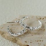 Crinkled Textured C-Hoop Earrings - floysun
