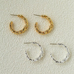 Crinkled Textured C-Hoop Earrings - floysun