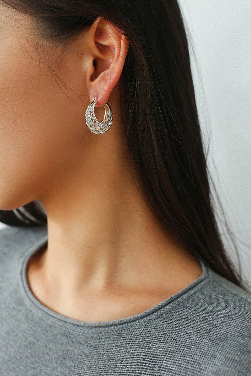 Crochet Hollow Crescent Moon Earrings - floysun