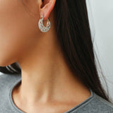 Crochet Hollow Crescent Moon Earrings - floysun