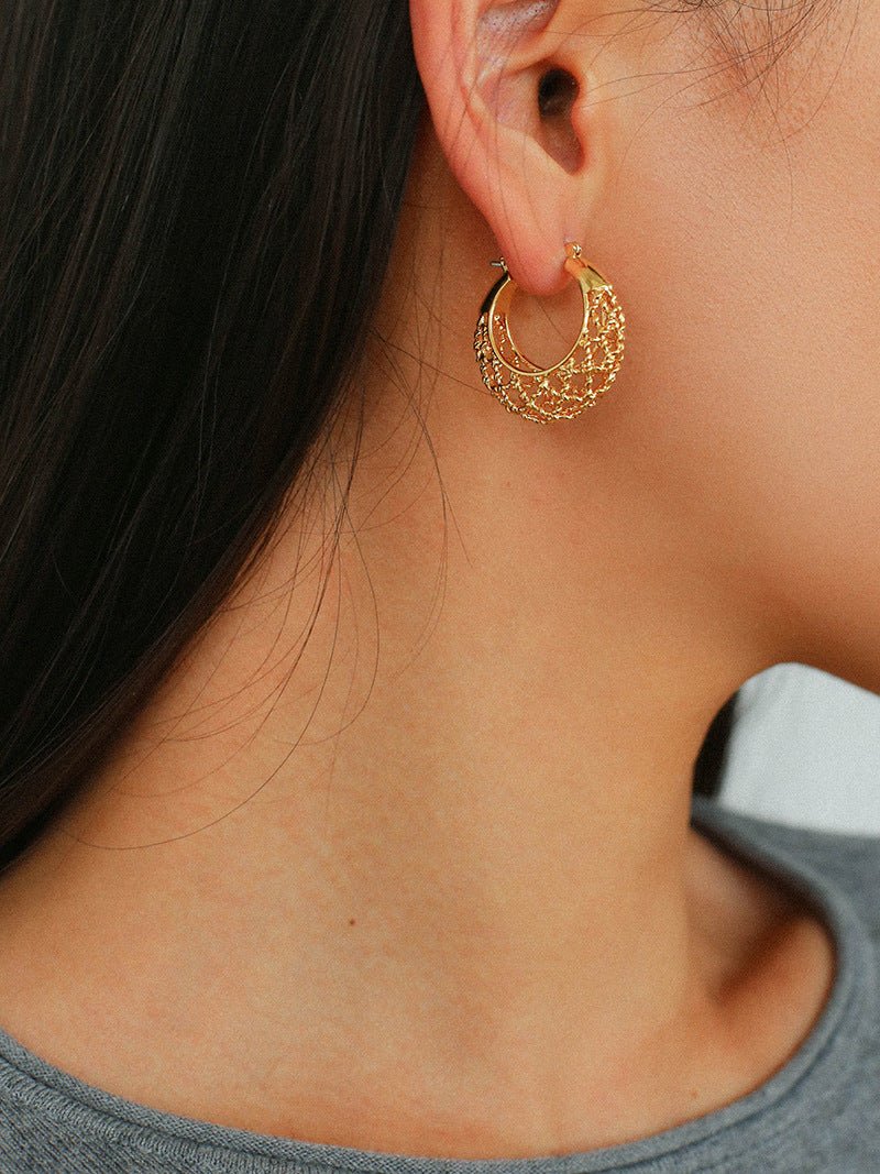 Crochet Hollow Crescent Moon Earrings - floysun