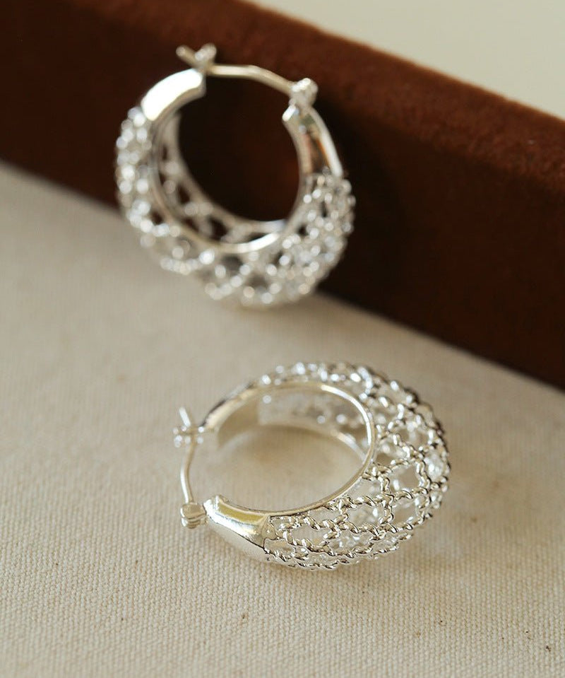 Crochet Hollow Crescent Moon Earrings - floysun