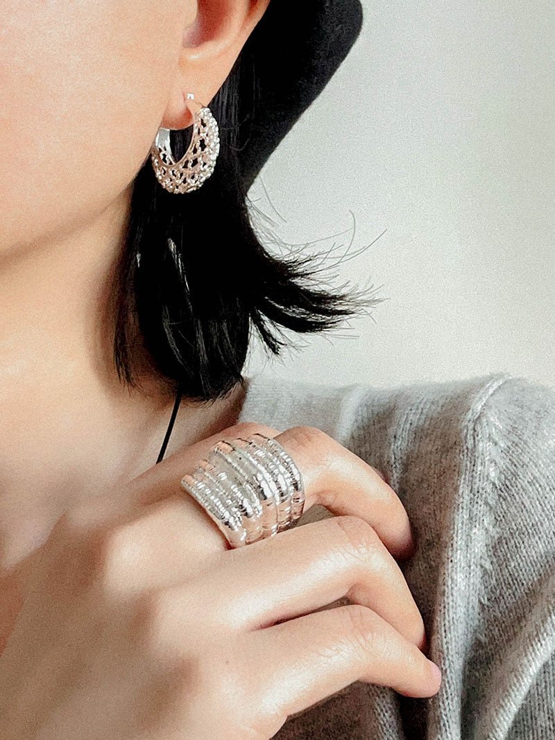 Crochet Hollow Crescent Moon Earrings - floysun