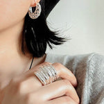 Crochet Hollow Crescent Moon Earrings - floysun