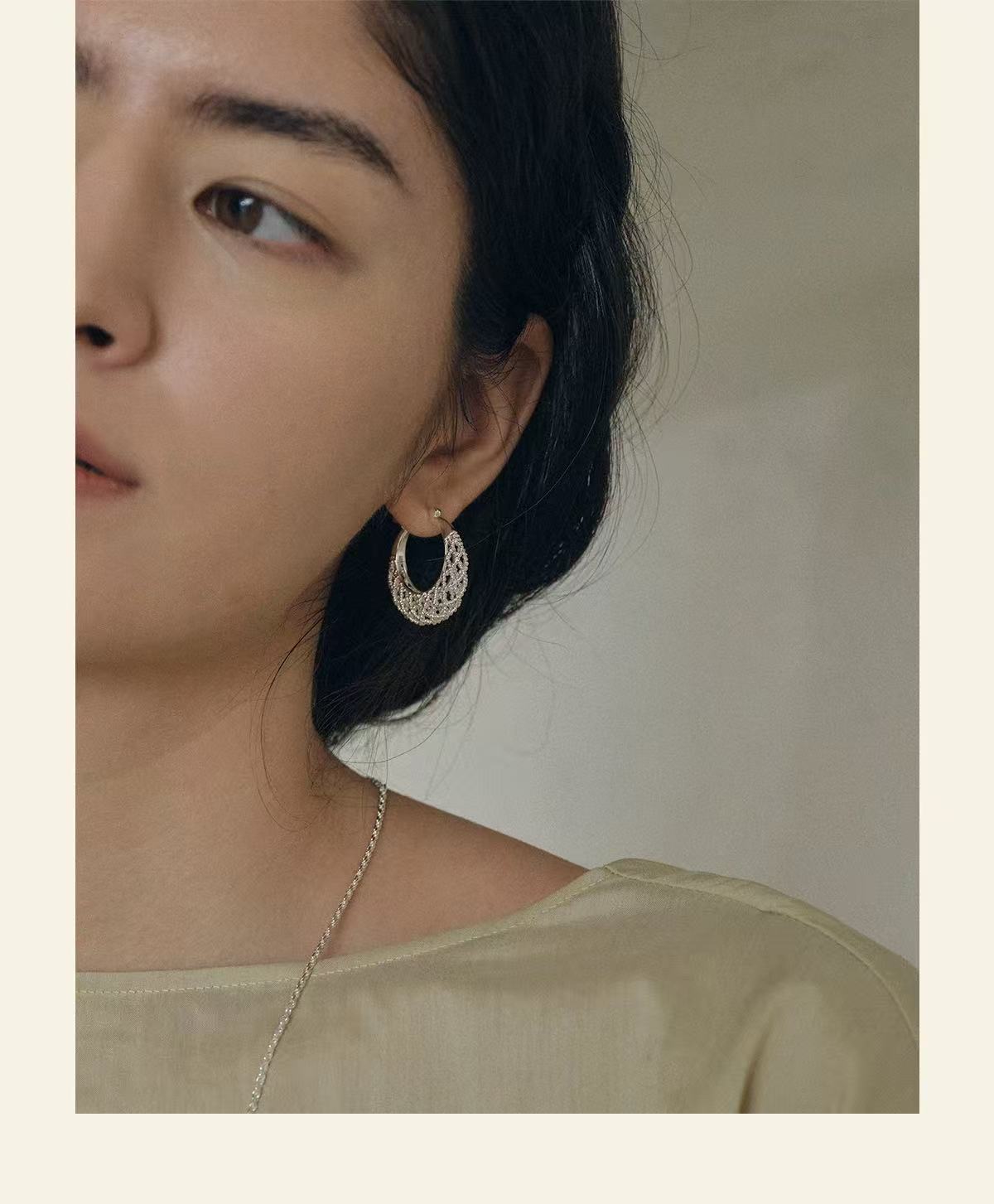 Crochet Hollow Crescent Moon Earrings - floysun