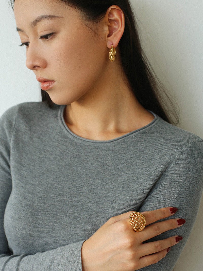 Crochet Hollow Crescent Moon Earrings - floysun