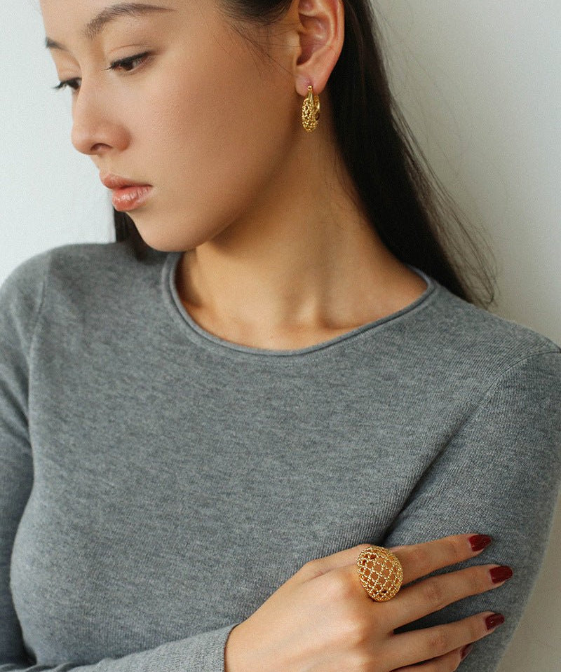 Crochet Hollow Crescent Moon Earrings - floysun