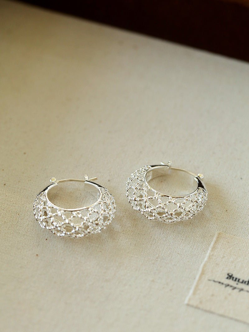 Crochet Hollow Crescent Moon Earrings - floysun