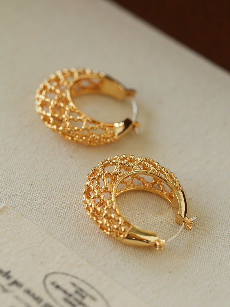 Crochet Hollow Crescent Moon Earrings - floysun