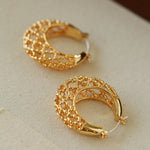 Crochet Hollow Crescent Moon Earrings - floysun