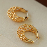 Crochet Hollow Crescent Moon Earrings - floysun