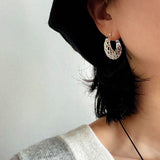 Crochet Hollow Crescent Moon Earrings - floysun