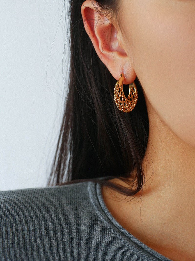 Crochet Hollow Crescent Moon Earrings - floysun