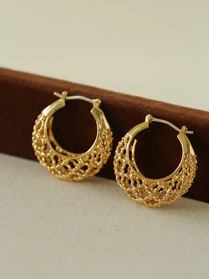 Crochet Hollow Crescent Moon Earrings - floysun