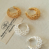 Crochet Hollow Crescent Moon Earrings - floysun