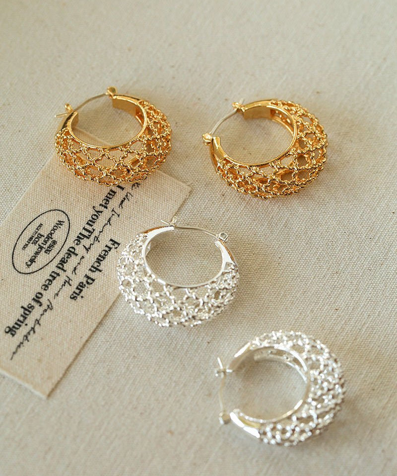 Crochet Hollow Crescent Moon Earrings - floysun