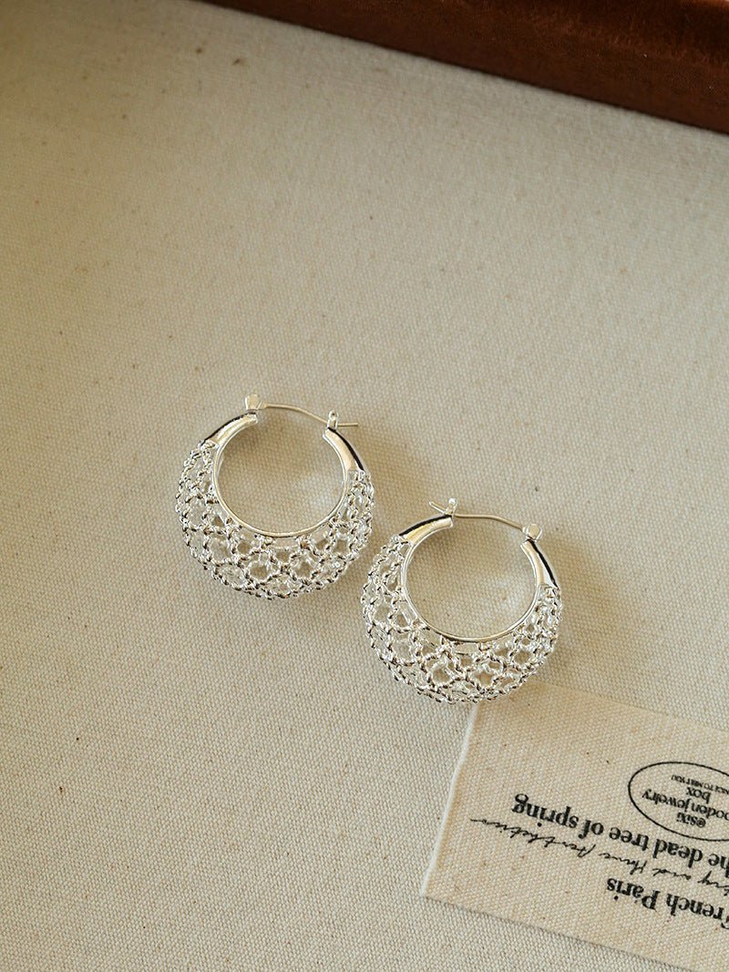 Crochet Hollow Crescent Moon Earrings - floysun