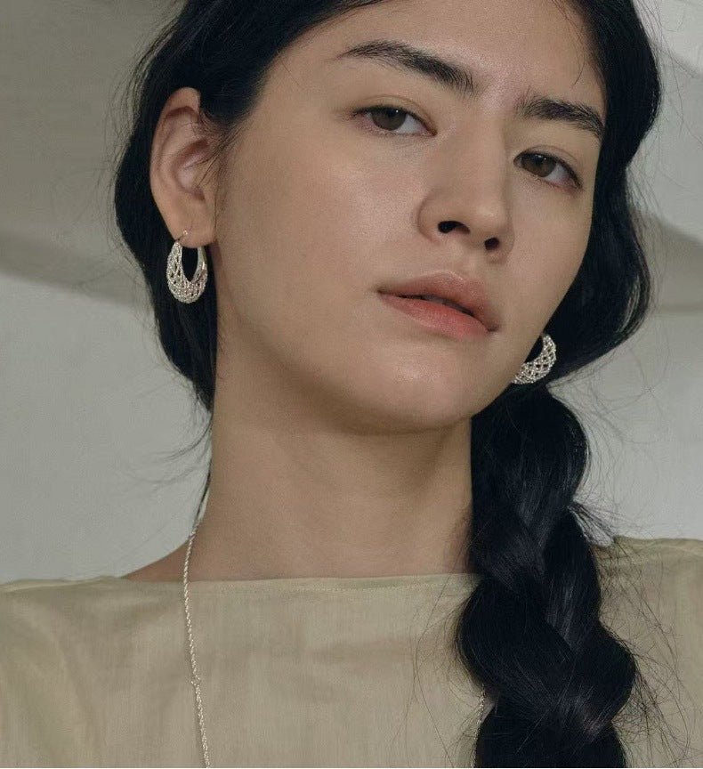 Crochet Hollow Crescent Moon Earrings - floysun