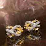 Cross Line Pavé Huggie Earrings - floysun