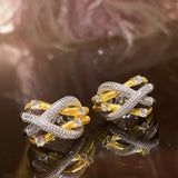 Cross Line Pavé Huggie Earrings - floysun